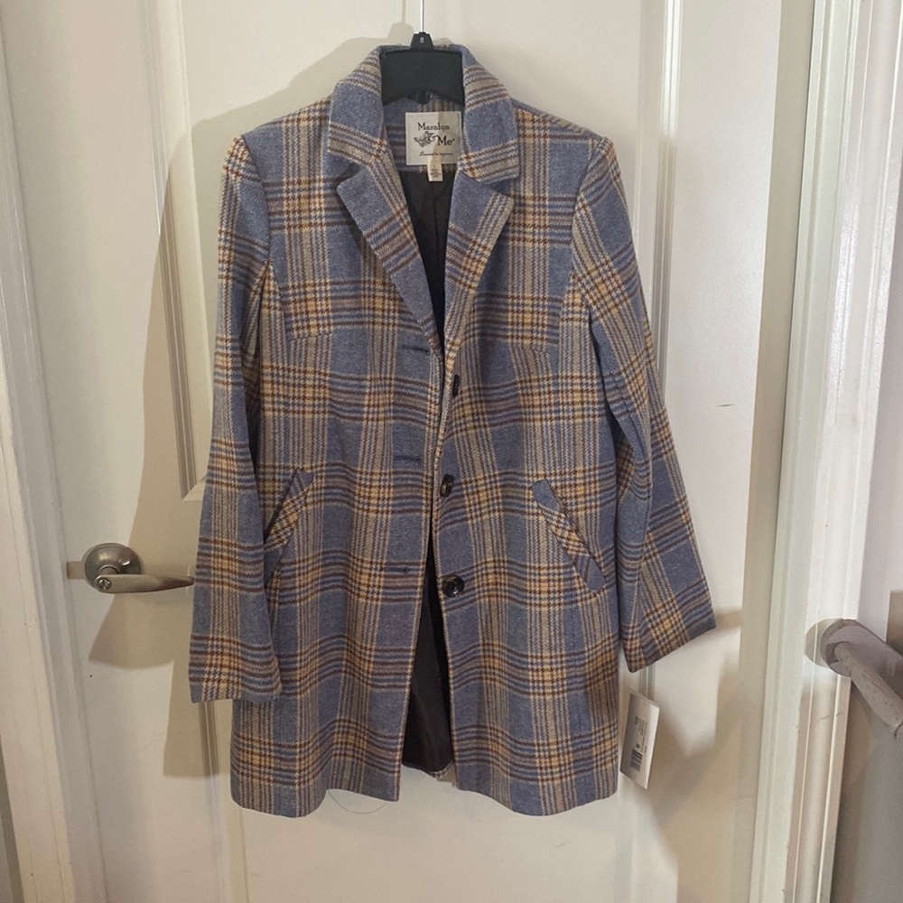NWT Blue Plaid Coat